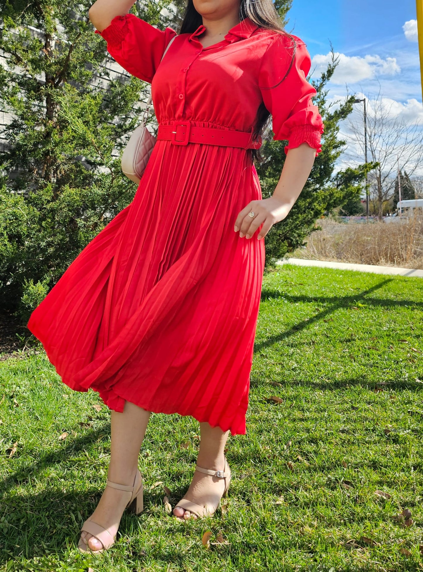 Ruby Pleated Midi Dress